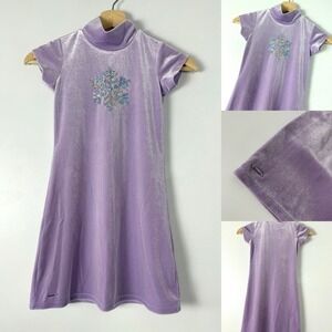American Girl Soft as Snow Purple Velour Mock Neck Dress Girl Size Extra Small 6